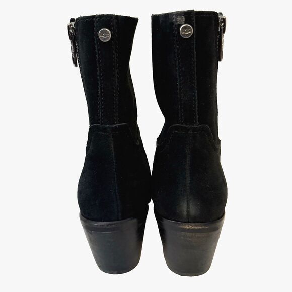 UGG Breeda Women’s Size 8.5 US Black Suede Side Zip Heel Ankle Moto Boot - Picture 4 of 10